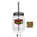 25 Oz. Mason Jar with Corporate Color Jelly Beans - Charcoal Gray